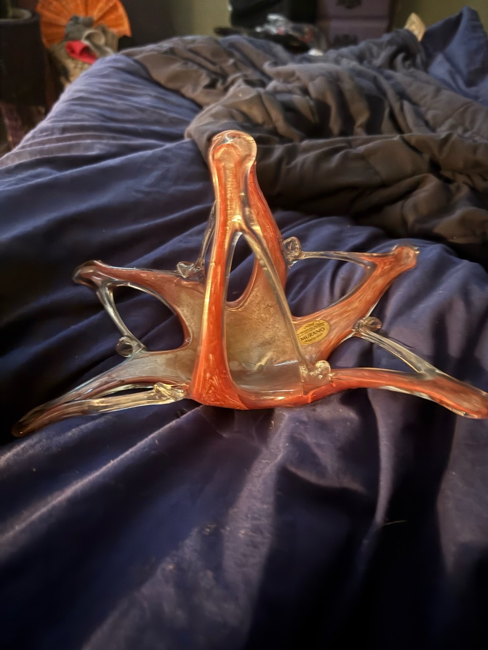 Murano Orange and Clear Art Glass Starfish Sculpture